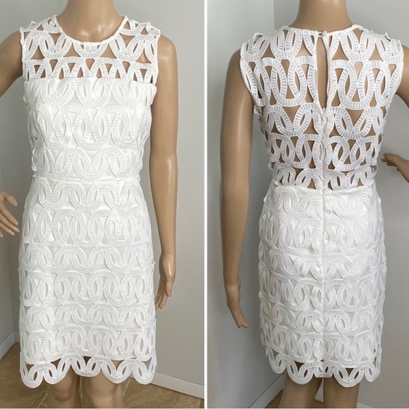 Milly Sienna Embroidered Scallop Lace Dress White SZ 8 NWOT - Picture 2 of 11